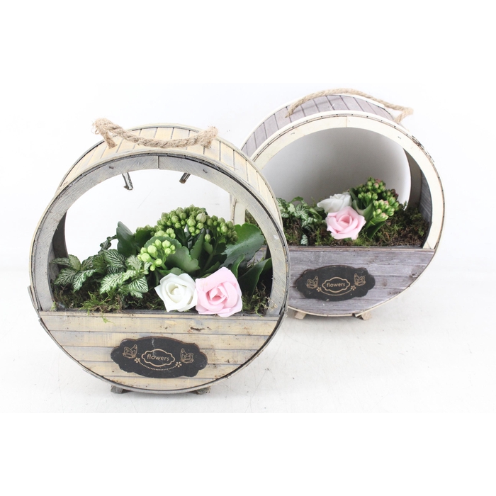 <h4>Arr2 Td - Houten Wiel X3 - Roze/wit</h4>