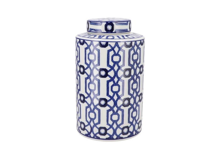<h4>Hailey Blue Porcelain Jar Pattern 18x30cm</h4>