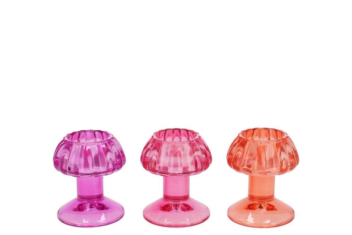 Nova Fuchsia T-light Mushroom Structure Ass 8x8x9c