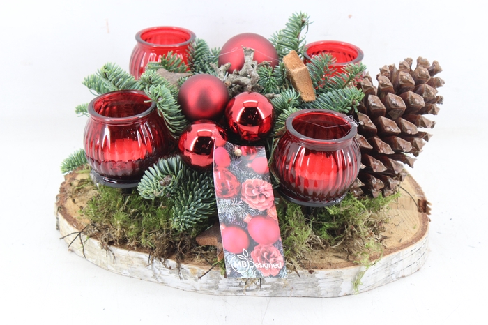 <h4>arr5 Kerst MB - Hout schijf 4licht rood</h4>