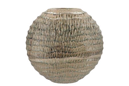 <h4>Inga Jada Green Oval Vase Active Glaze Wave 41x14x</h4>