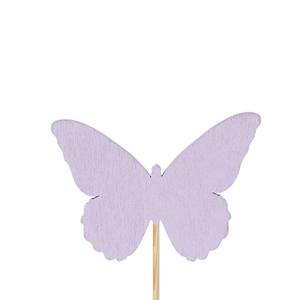 Pick butterfly Ivy wood 6x8cm+50cm stick purple