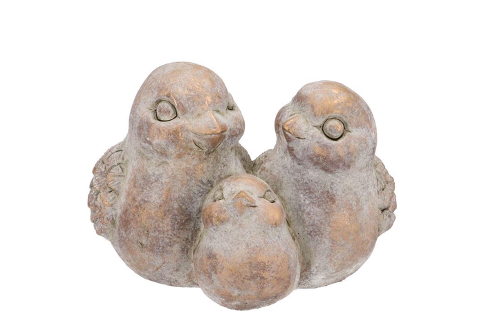 Concrete Gold Birds 16x16x13cm Nm