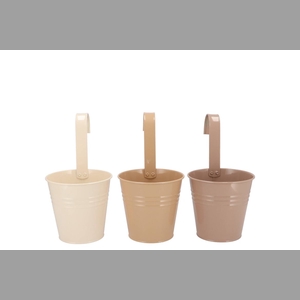 Zinc Natural Brown Mix Bucket Hanging Ass 14x13x10cm Nm