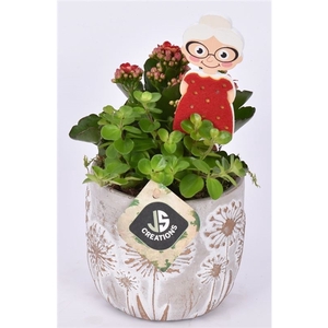 Cement pot bloemdecor 11,5cm