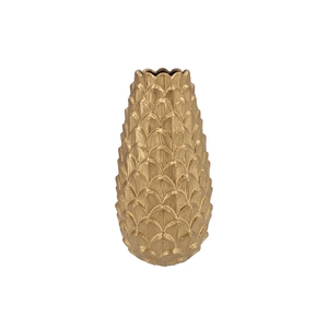 Mika Majestic Gold Vase Long Pinecone Edge 26x50cm