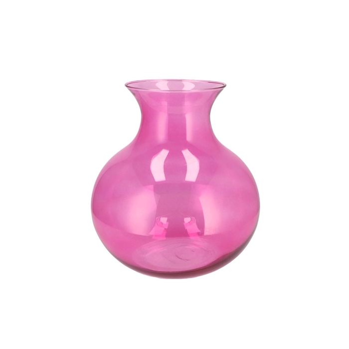 <h4>Mira Fuchsia Glass Cone Neck Sphere Vase 25x25x27cm</h4>