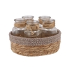 Seagrass Straw Basket 5 Bottles Brown/white 25x14 Nm