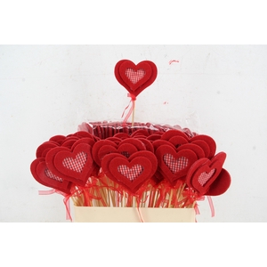 Stick Heart Felt Red Chequered