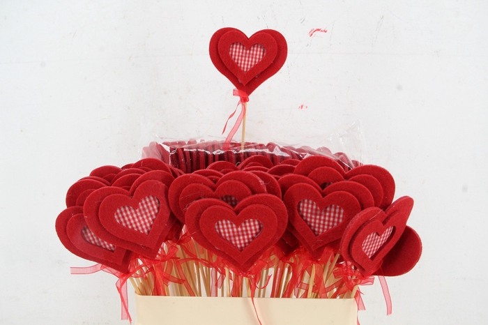 <h4>Stick Heart Felt Red Chequered</h4>