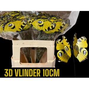 DECO BUTTERFLY ON STICK YELLOW