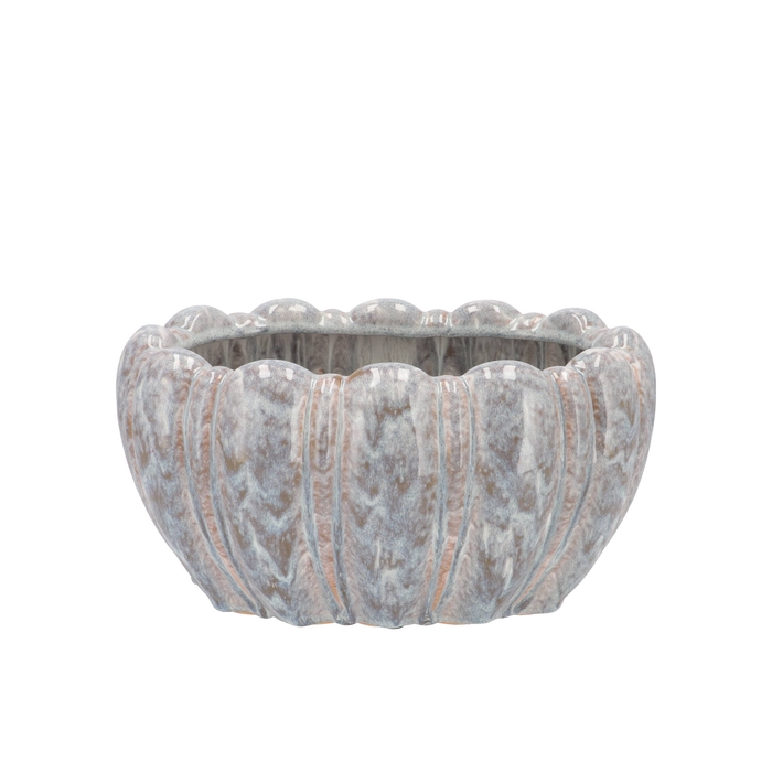 <h4>Inga Grey Pot Oval Active Glaze 26x17x13cm</h4>