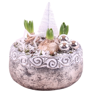 Christmas Arr.Hyacint Ceramic Ornament SIlver ø19cm 3PP