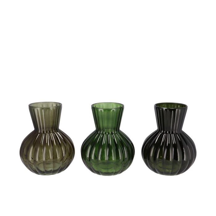 <h4>Feline Dark Green Mix Vase Ass 17x22cm</h4>