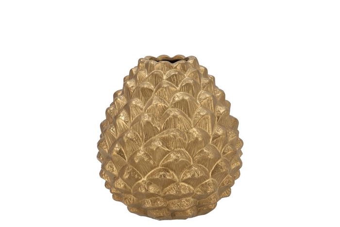 <h4>Mika Majestic Gold Vase Pinecone Edge 9x9cm</h4>