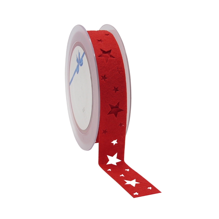 <h4>Kerst Lint ster vilt 25mm 10m</h4>