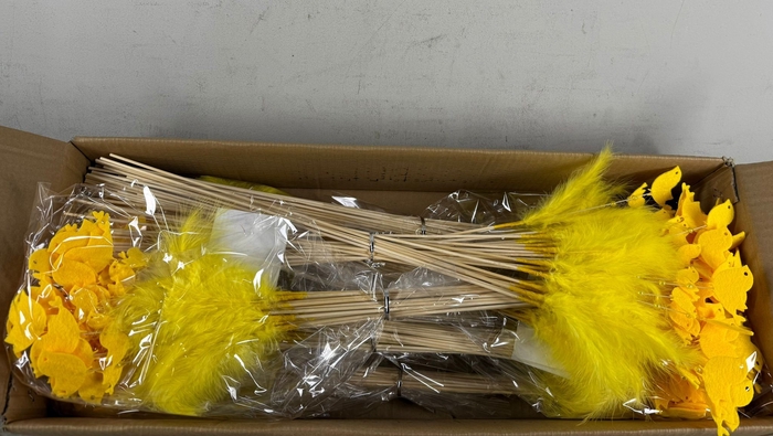 <h4>Stick Feather+Prl+Bird Yellow</h4>
