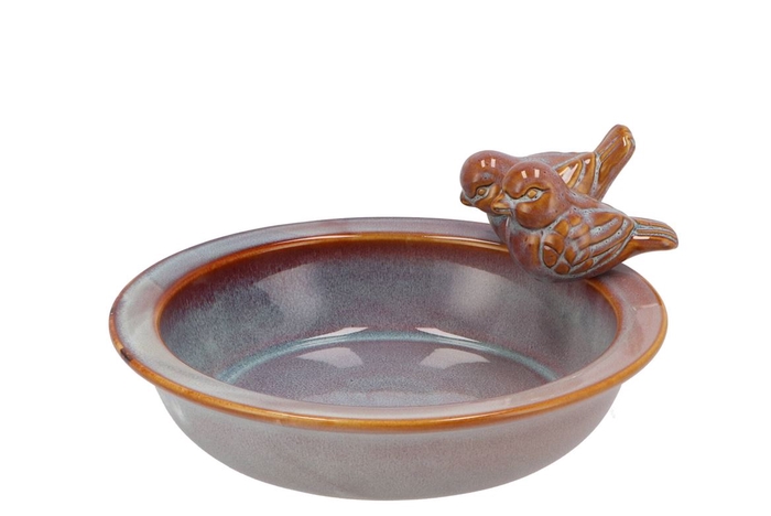 <h4>Iron Stone Bird Bowl Glazed Pink 23x5cm</h4>