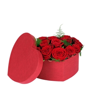 Hat box Fabric heart carton 20x25xH.10cm red