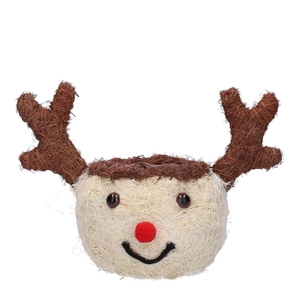 Kerst naturel Rendier pot 27*15*11cm