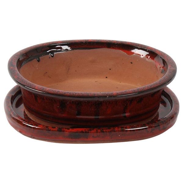 <h4>Bonsai accesoires Potset with saucer Ø20cm Red</h4>