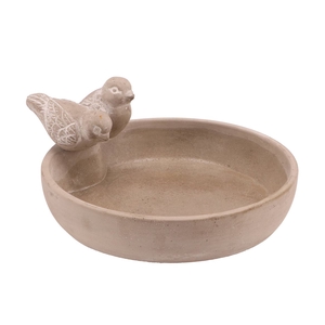 Concrete Bird Bowl Round 23x6cm