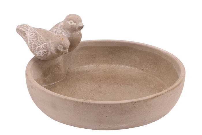 <h4>Concrete Bird Bowl Round 23x6cm</h4>