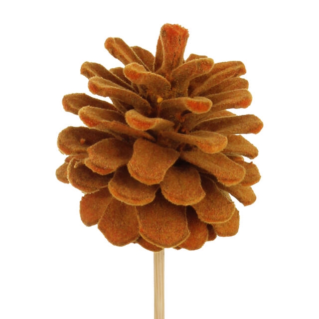 <h4>Pick pinecone flock 5-6cm+12cm stick orange</h4>