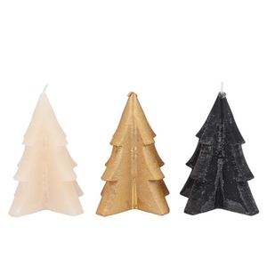 Frosty Black Mix Pine Tree Candle 12x15cm Ass