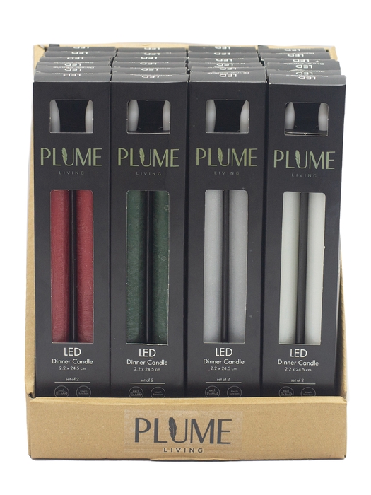 <h4>DF09-731314000 - Set/24 Mix display box Set/2 Dinner LED candle Lumina Touch d2.2xh24.5 rustic</h4>