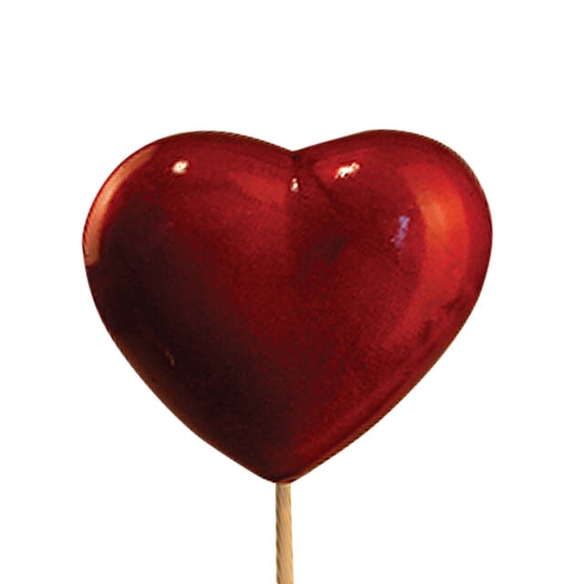 Pick Heart metallic 6x6cm+12cm stick red