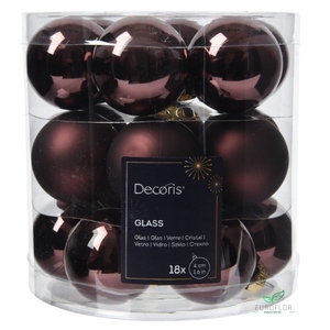 KERSTBAL GLASS 40MM 18PCS BLACK TRUFFLE