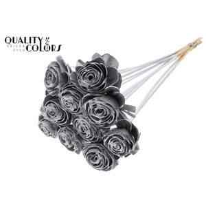 Shola Beauty Rose 6cm on stem Silver