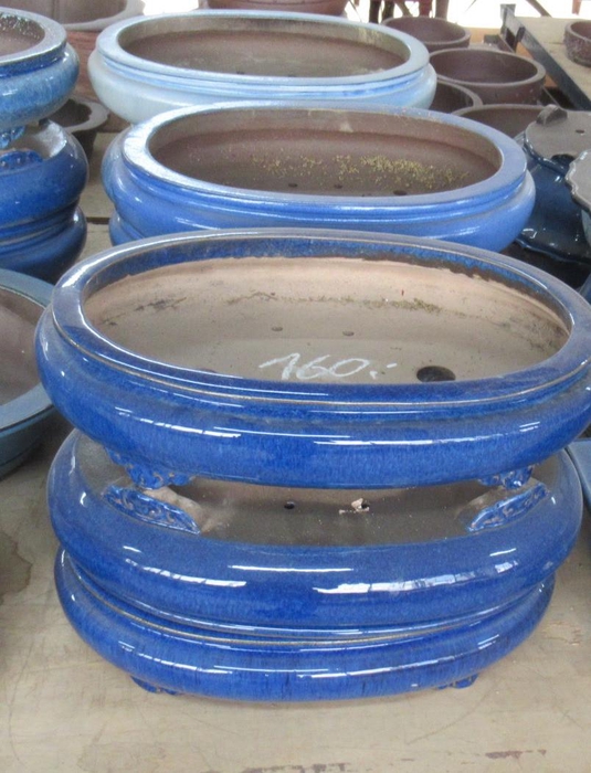 <h4>Bonsai pot oval glazed blue (41x29x10)</h4>