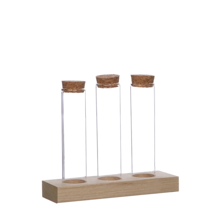 <h4>Glass Bottle Tray 3tube+cork d03*15cm</h4>