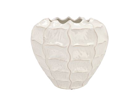 <h4>Lima White Vase Carve 27x27x23cm Nm</h4>