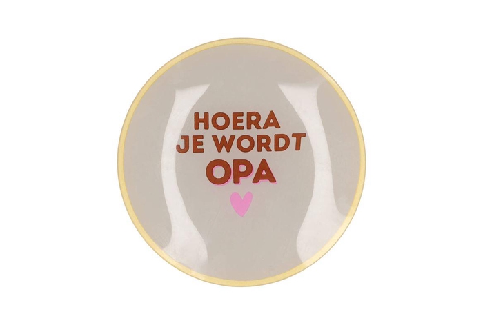 <h4>Plate Round Hoera Je Wordt Opa 18x18x2cm</h4>