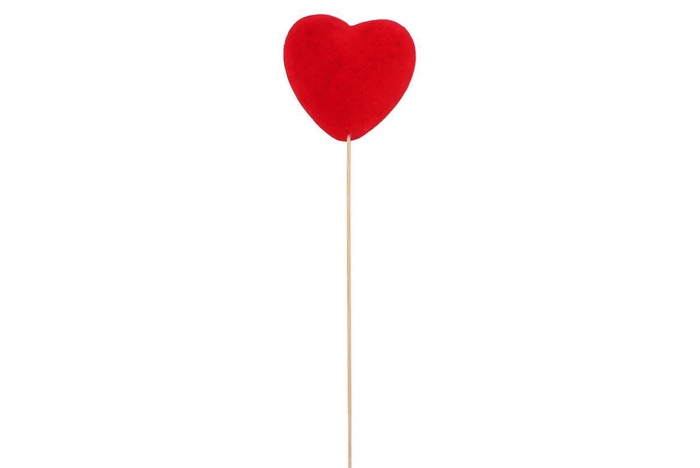 Pick Red Heart Flock On Stick 12x5+60cm P/1