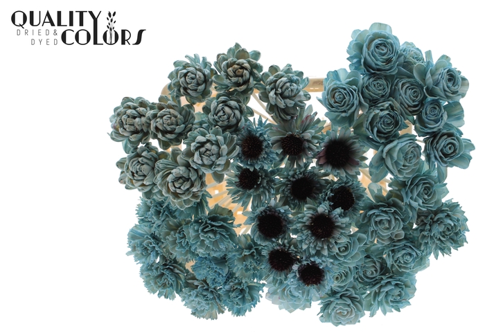 Shola Flower Mix on stem Light Blue