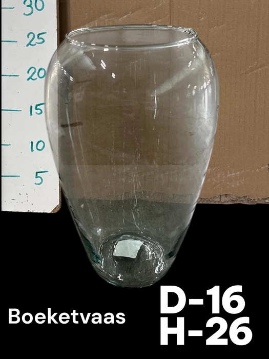 <h4>Glazen Boeketvaas H26 D16</h4>