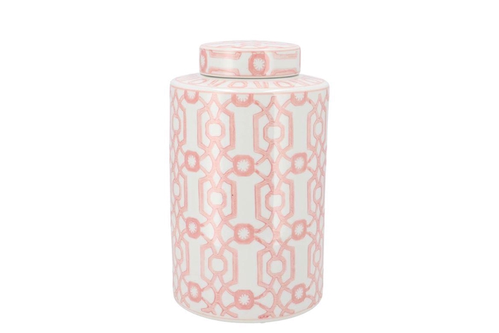 <h4>Hailey Pink Porcelain Jar Pattern 18x30cm</h4>
