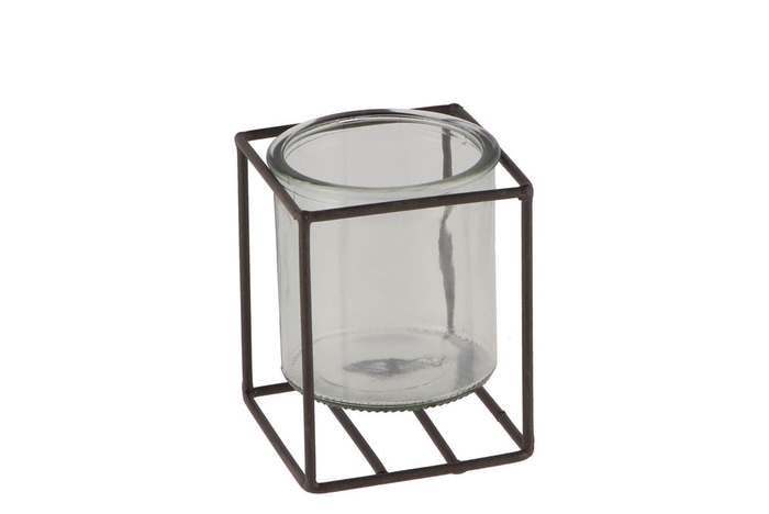 Metal Rack Grey Square Glass 8x10cm