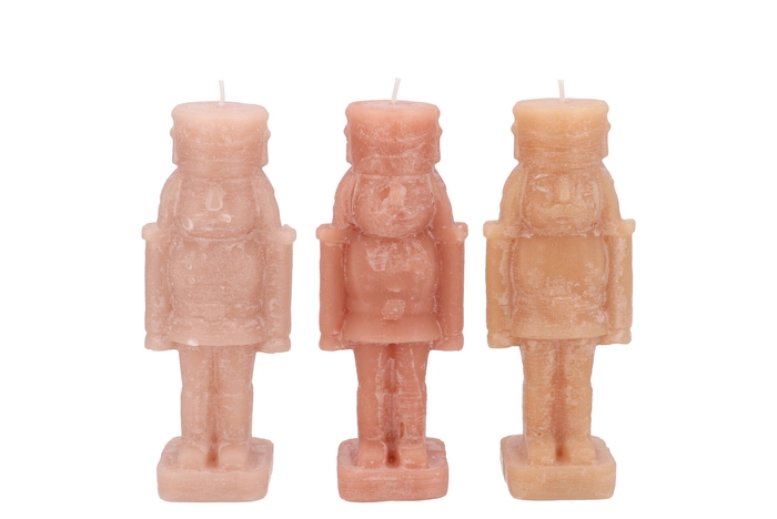 Candle Frosty Nutcracker Warm Sand Mix 6x6x16cm