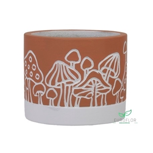 CEMENT FLOWERPOT MUSHROOM ORANGE D11 9CM