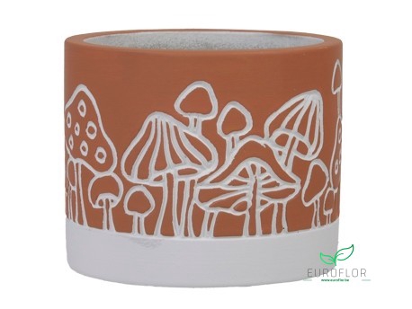 CEMENT FLOWERPOT MUSHROOM ORANGE D11 9CM