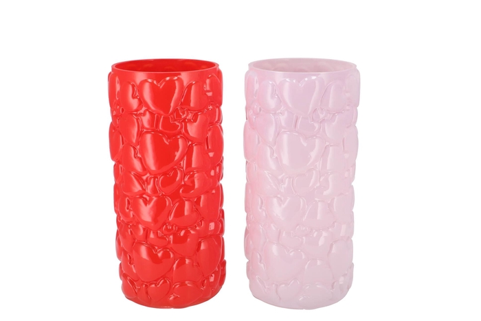 Kikki Red Pink Vase Heart 11x22cm