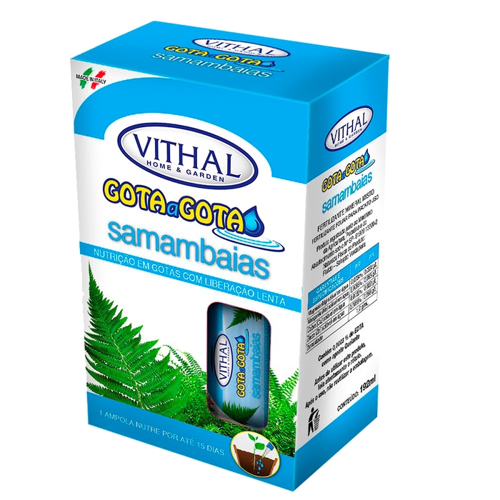 <h4>FERTILIZANTE VITHAL GOTA A GOTA PARA SAMAMBAIAS COM 6 AMPOLAS DE 32ML</h4>