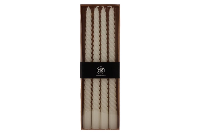 Candle Crown Twist Ivoor Per 4 2x30cm Nm