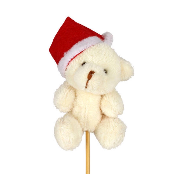<h4>Bijsteker Kerst beer pluche 7x5cm + 50cm stok</h4>