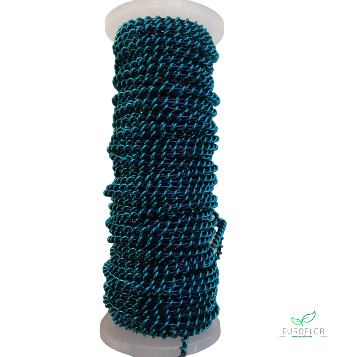 WIKKELDRAAD TWO TONE - TURQUOISE rond BLAUW - 100GR 10M